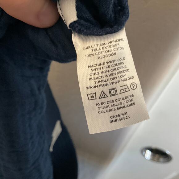 Lou & Grey Navy Blue Gauzy Cotton Wide Leg Pull on Pants - Size XL - Picture 7 of 7